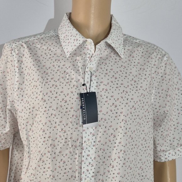 Perry Ellis Men's Size XLT Tall Shirt Short Sleeve button Up  White Stretch (01) - Picture 1 of 10